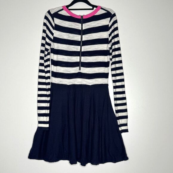 New Express Stripe Blocked Sweater Skater Dress Knit Nautical Womens Size Medium - Picture 8 of 9